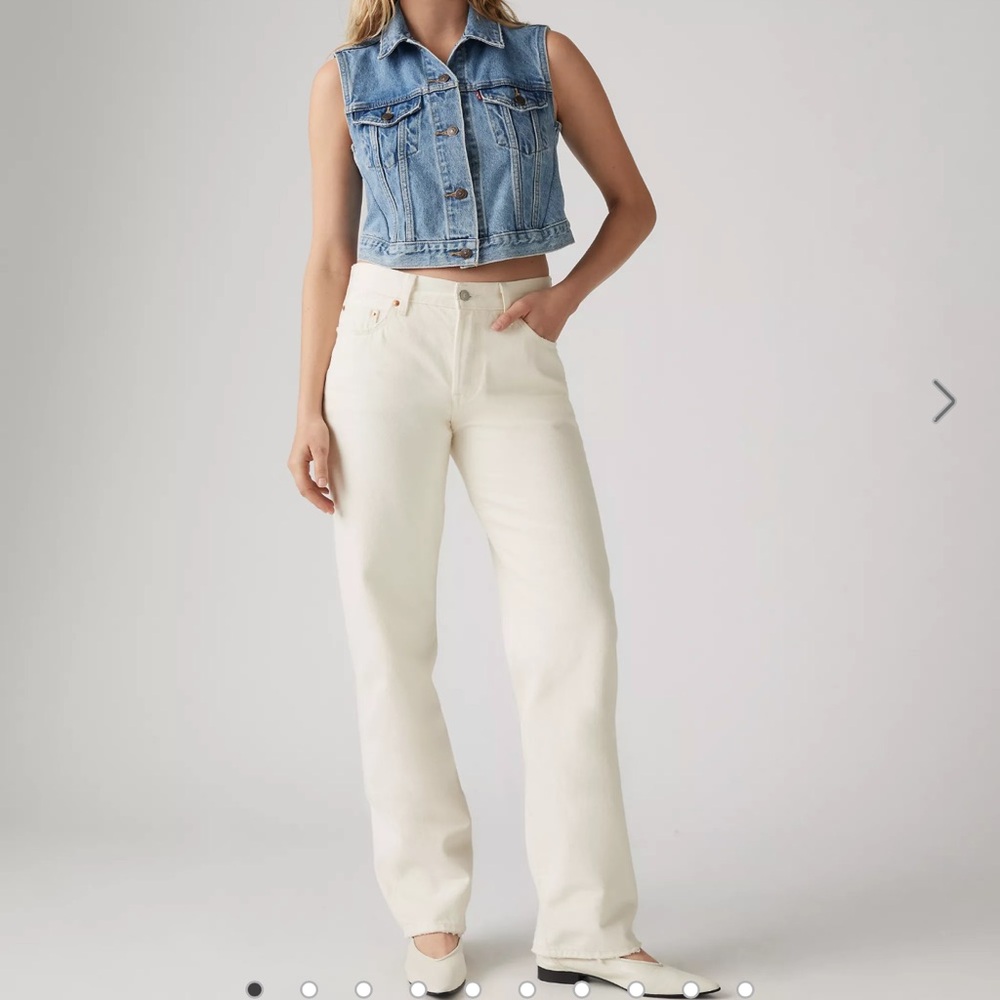 Levi's Women's 501 90s Mid Rise Straight Leg Cream Jeans